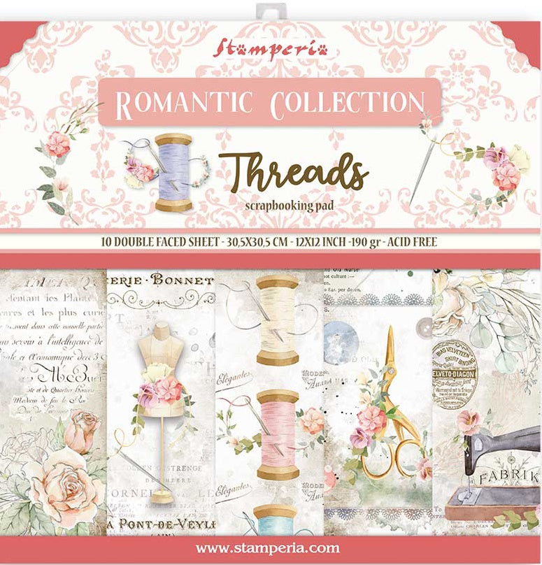 Romantic Collection 'Threads' by Stamperia Scrapbook pad 12x12
