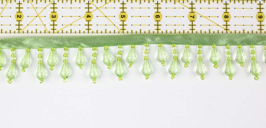 Beaded Fringe Trim - Bright Lime
