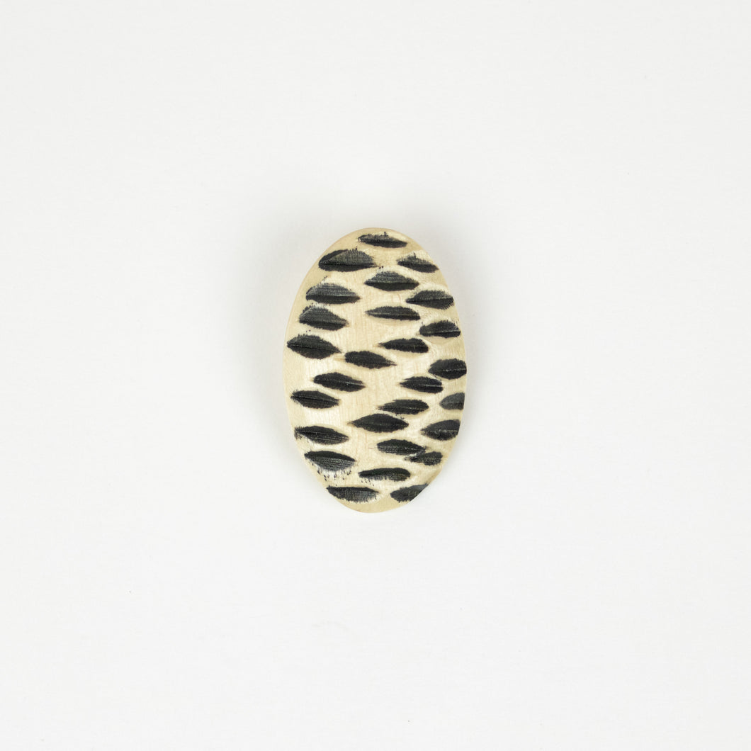 Button: Faux Wood 40mm Oval