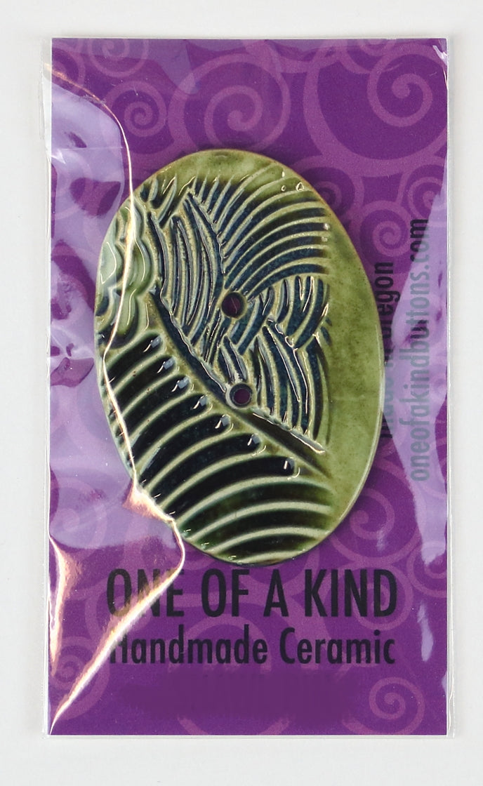 XL Oval Button - One Of A Kind - Olive Fronds