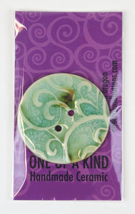 XL Round Button - One Of A Kind - Light Turquoise Crackle Scroll