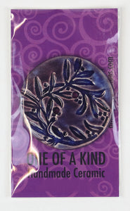 XL Round Button - One Of A Kind - Purple Vine Floral