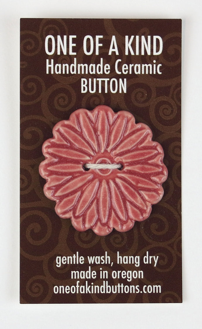 Large Flower Button - One Of A Kind - Deep Pink Satin Dahlia